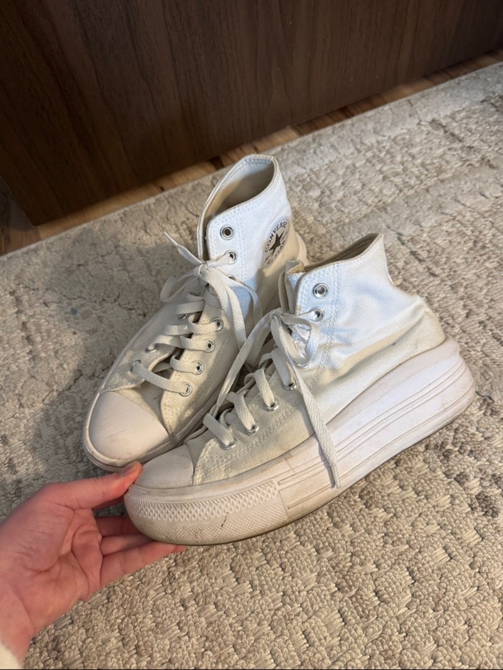 Converse White Platform Chuck Taylor High Top Sneakers